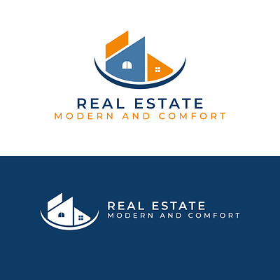 Logo Real Estate abstract art background banner blue card design illustration logo ui
