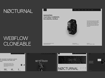 NØCTURNAL Landingpage – Webflow Cloneable black and white clean cloneable landingpage minimal webflow