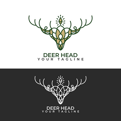 Deer Head Logo abstract art background banner blue card design illustration logo ui