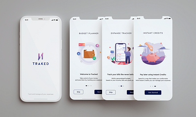 Onboarding of Expense Tracking App design elegant minimal product packaging ui ux