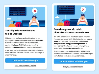 Airline Apps Cancelation Message app design messange notification ui ux uxwriting writing