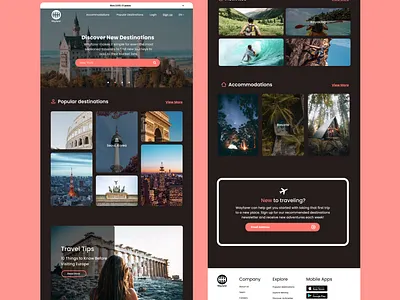 Travel Site - Wayfarer UI Design design ui ux