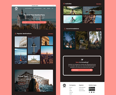 Travel Site - Wayfarer UI Design design ui ux