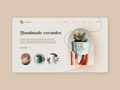 First screen, design concept - Handmade ceramics branding ceramics design figma graphic design homepage illustration photoshop ui user experience user interface ux web web design