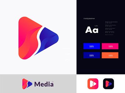 Media Music Logo Design abstract logo app icon app logo brand identity branding design illustration logo logo design logo designer media modern modern logo music music icon play play icon play logo play symble technology