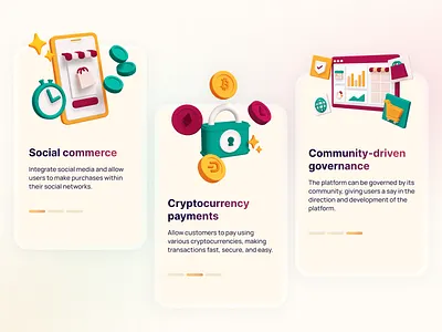 Web3 E-Commerce Platform 3d animation blockchain branding cryptocurrency design e commerce graphic design illustration platform ui web3