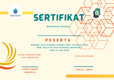 Certificate - Webinar Personal Branding certificate graphic design personal branding seminar webinar
