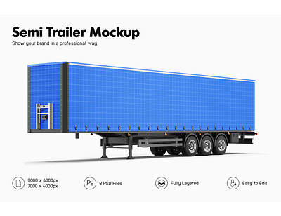 Semi Trailer Mockup delivery logistics mockup semi trailer template trailer mockup transport vehicle mockup vehicle wrap wrapping