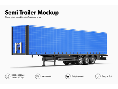 Semi Trailer Mockup delivery logistics mockup semi trailer template trailer mockup transport vehicle mockup vehicle wrap wrapping