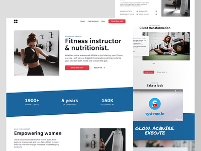 Fitness Instructor Landing Page agility cardiovascular conditioning exercise fitness gym health instructor landing page nutrition physical sport strength tone ui user interface webdesign website wellness women
