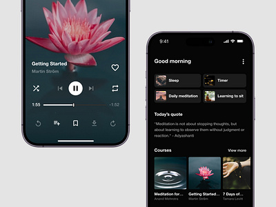 Meditation app Concepte app application concepte dark design figma mediatation minimal ui ux