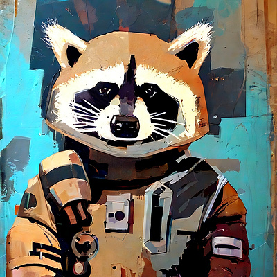 Space Raccoon art digital illustration raccoon space