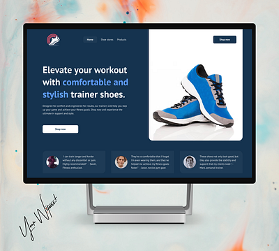 Shoe website hero section branding daily ui design graphic design illustration logo ui ux vector wirefrema