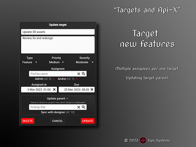 "Targets and Api-X": Target new features design interface pwa targets-and-api-x ui ux vips.systems vipssystems