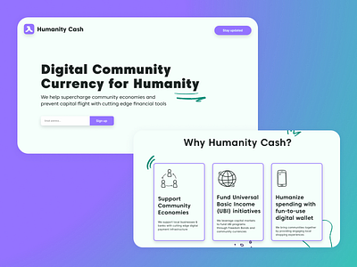 Landing Page concept for community currency & UBI initiative brand identity concept currency doodles landing page ubi web design