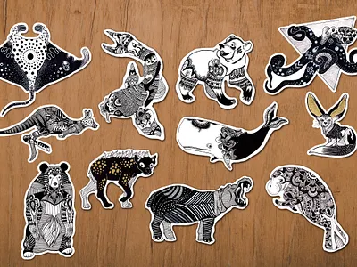 Diverse Patterns in the Animal Kingdom animal animals artist bear brand identity branding design fish fox hippo hyena illustration illustration art illustrator koi manatee manta octopus whale wildlife