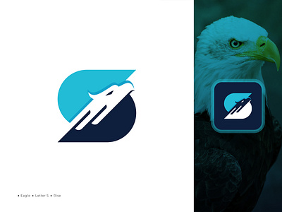 S letter Eagle Logo airline airplane bank bird brand dab data eagle falcon finance flat fly icon logo design minimal nft rise s letter s logo tech