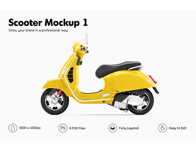 Piaggio Vespa GTS Scooter Mockup advertising campaign mockup piaggio vespa scooter mockup scooter wrap stickers template ui render vehicle mockup vehicle wrap wrapping