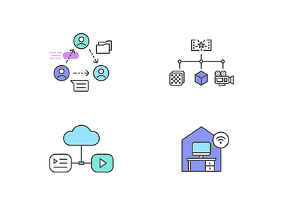 Some illustrations cloud collaboration icon illustration minimal remote tech vector