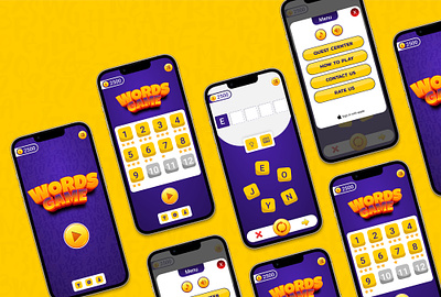 Word Game App UI Design app branding design game gameapp gameuidesign typography ui uidesign ux uxdesign visualdesign