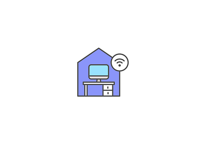 Work from home computer home icon icons illustration line minimal remote vector work work from home