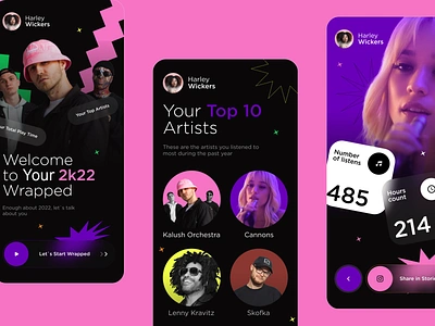 Spotify Wrapped app redesign app app design application brand branding design dribbble graphic design logo mobile mobile app mobile design music music app trending ui ui design ux web