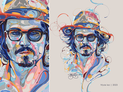 Johnny Depp abstract colorful curve design illustration portrait portrait illustration portraiture unique design