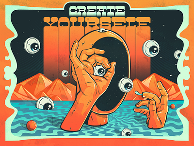 Create Yourself design illustration retro surrealism typography vector vintage