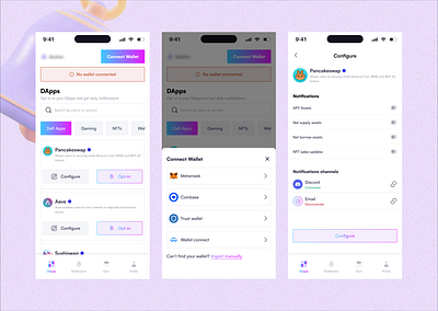 Opt-in DApp platform crypto crypto app dapp design interactive design sign up opt in ui ui design