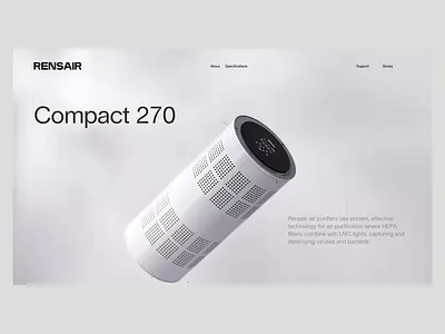 Product Landing Page UI 3d air purifier animation clean graphic design home page interaction interface landing page minimal motion graphics product product design service shopify startup ui ux web website design
