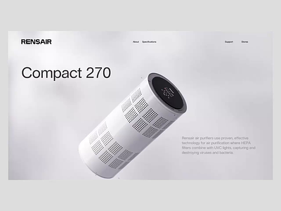 Product Landing Page UI 3d air purifier animation clean graphic design home page interaction interface landing page minimal motion graphics product product design service shopify startup ui ux web website design
