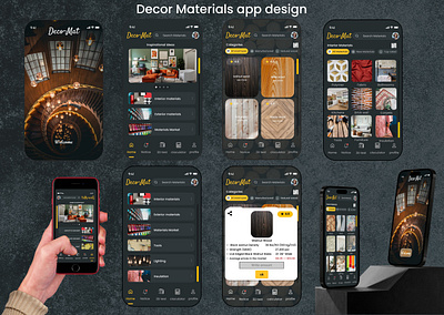 Decor Materials app desgin branding graphic design interior design app interiors app ios moblie phone design mockup screens ui user interface design ux