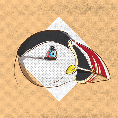 Nuffin but a Puffin 2d adobe illustrator beak bird black branding design editorial illustration graphic design illustration logo portrait print puffin red seabird vector wacom white