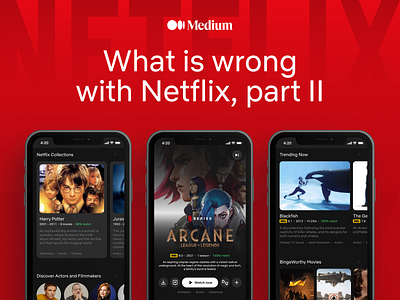 Netflix — App Concept Redesign app article concept medium movie netflix redesign streaming service ui ux
