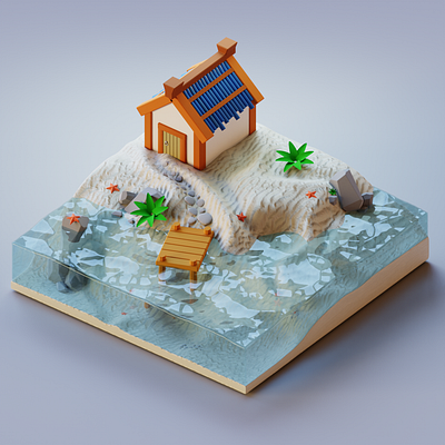 3D house by the sea 3d design graphic design house illustration sea