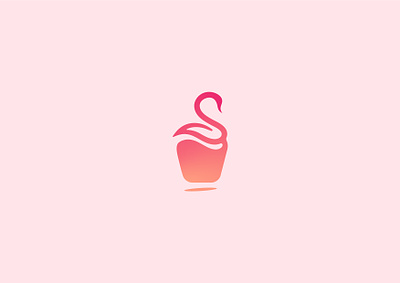 Swan Cupcake with leaf design logo vector