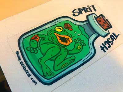 Sprittusch sticker aalborg character illustration sticker stickermule