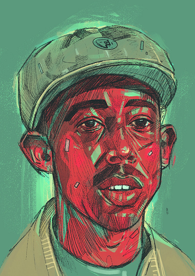 Tyler The Creator character face illustrated portrait illustration illustrator people portrait portrait illustration portrait illustrator procreate