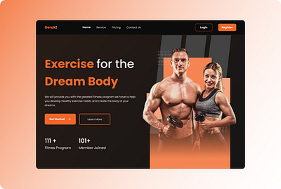 Fitness Landing Page - Gerak! fitnes graphic design landing page sport ui ux workout