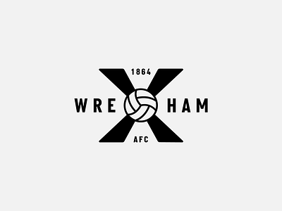 Wrexham AFC ball bold branding crest design emblem football geometric icon illustration logo minimal soccer sports symbol typography vector wrexham