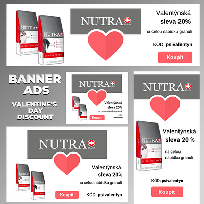 BANNER ADS - VALENTINE'S SALE, DOG FOOD E-SHOP ad ads banner banner ad design graphic graphic design photoshop sale valentine valentine sale