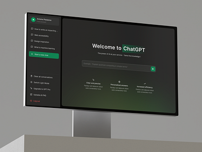 Redesign - ChatGPT ai assistant chat chatgpt dark mode design gpt gpt 4 machine learning openai product design redesign ui uidesign uiux web app design web application webapp webdesing