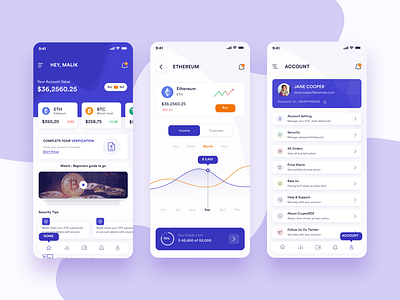 Crypto Wallet App design figma mobile app design ui ux