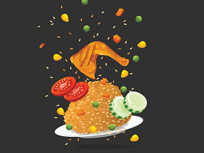 Fried rice and chicken / Cơm gà xối mỡ food art food art design food art graphic fried chicken fried chicken graphic fried rice