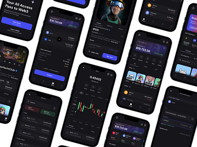 Crypto Wallet and NFT Marketplace Mobile App Design app design blockchain crypto wallet figma mobile app nft marketplace prototype ui uiux ux web3
