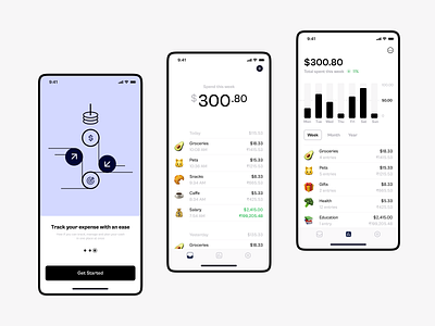 Expense Tracking App app design minimal minimalist ui