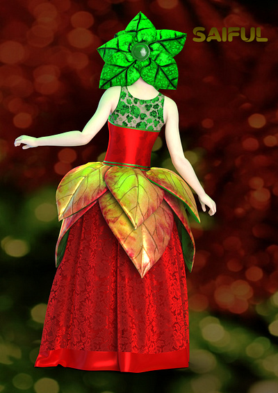 Flower dress,Virtual Fashion 3d animation graphic design