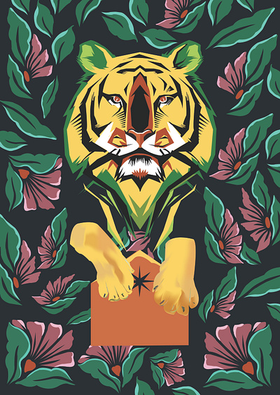 Tiger protecting nature advertising branding design digital art digital drawing digital illustration graphic design illustration illustration drawing logo poster vector vector tracing