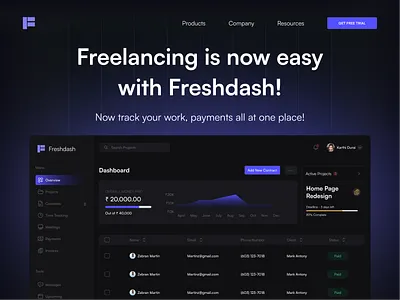 Freedash - Software for Freelancers 3d animation branding dark mode design figma finance fintech graphic design product ui ux