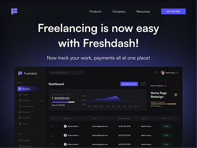 Freedash - Software for Freelancers 3d animation branding dark mode design figma finance fintech graphic design product ui ux